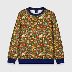 Свитшот детский Солдат и символика СССР, цвет: 3D-синий