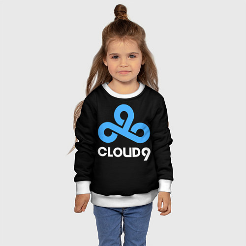 Детский свитшот Cloud9 - esports logo / 3D-Белый – фото 4
