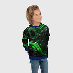 Свитшот детский Green dark abstract geometry style, цвет: 3D-синий — фото 2