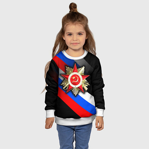 Детский свитшот Великая отечественная - триколор градиент / 3D-Белый – фото 4