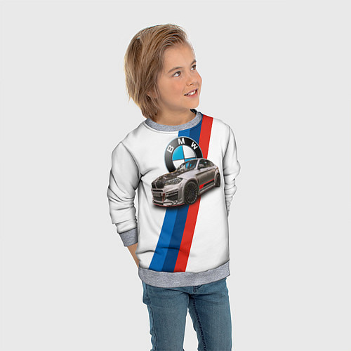 Детский свитшот Немецкий кроссовер BMW X6 M / 3D-Меланж – фото 3