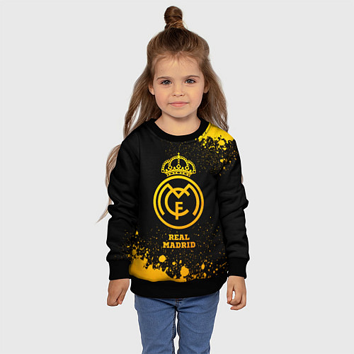 Детский свитшот Real Madrid - gold gradient / 3D-Черный – фото 4