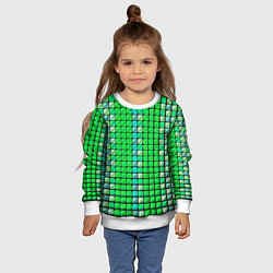 Свитшот детский Зелёные плитки и чёрная обводка, цвет: 3D-белый — фото 2