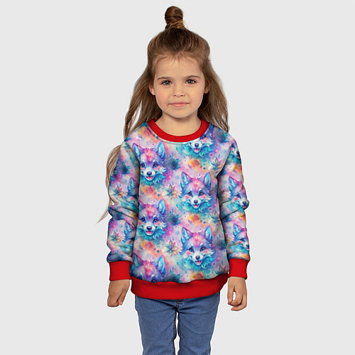 Детский свитшот Фурри мордочки волчонка / 3D-Красный – фото 4
