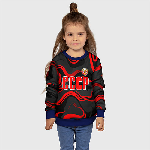 Детский свитшот СССР - red stripes / 3D-Синий – фото 4