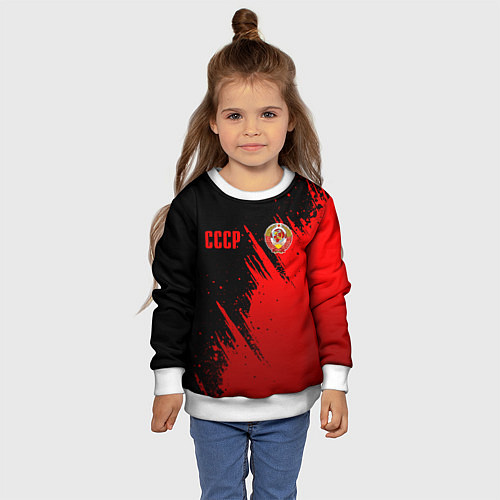 Детский свитшот СССР - черно-красный / 3D-Белый – фото 4