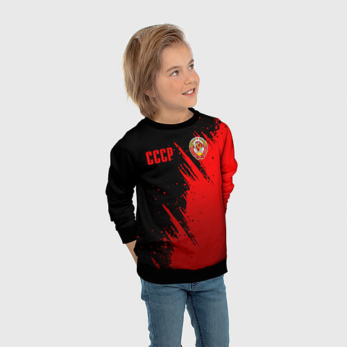 Детский свитшот СССР - черно-красный / 3D-Черный – фото 3