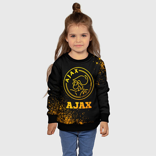 Детский свитшот Ajax - gold gradient / 3D-Черный – фото 4