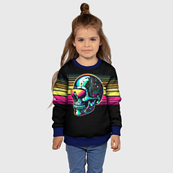 Свитшот детский Cyber skull - ai art fantasy, цвет: 3D-синий — фото 2