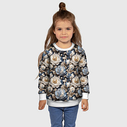 Свитшот детский Нежные голубые и белые пионы, цвет: 3D-белый — фото 2