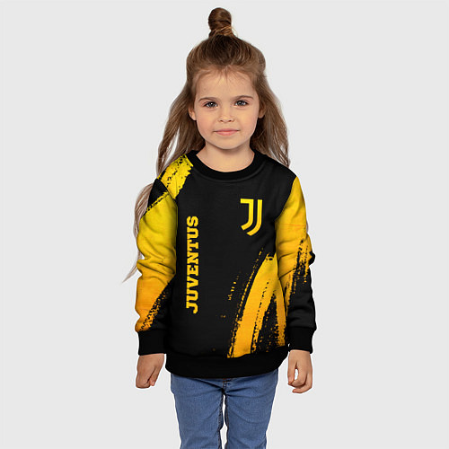 Детский свитшот Juventus - gold gradient вертикально / 3D-Черный – фото 4