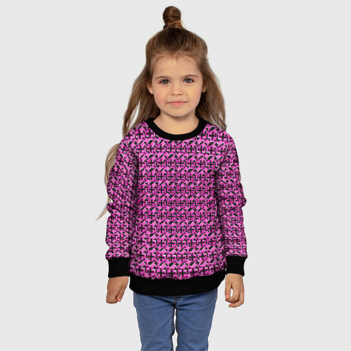 Детский свитшот Чёрные плюсики на розовом фоне / 3D-Черный – фото 4