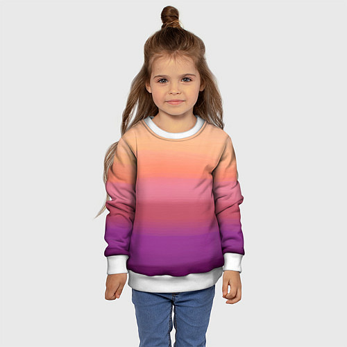 Детский свитшот Абстракция градиент на закате дня / 3D-Белый – фото 4
