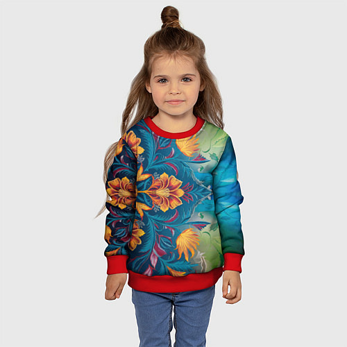 Детский свитшот Батик в традиционном индонезийском стиле / 3D-Красный – фото 4