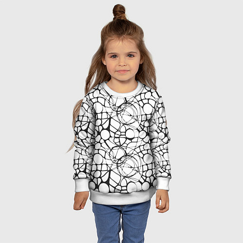 Детский свитшот Абстрактный нейрографический узор / 3D-Белый – фото 4