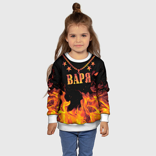 Детский свитшот Варя - имя в огне / 3D-Белый – фото 4