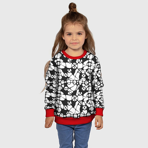 Детский свитшот Абстрактный узор из кругов и овалов / 3D-Красный – фото 4
