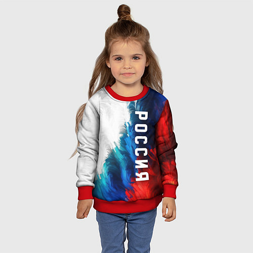 Детский свитшот Россия триколор флаг / 3D-Красный – фото 4