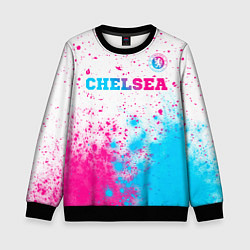 Свитшот детский Chelsea neon gradient style посередине, цвет: 3D-черный