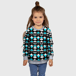 Свитшот детский Синий с черным и белым геометрический узор, цвет: 3D-меланж — фото 2