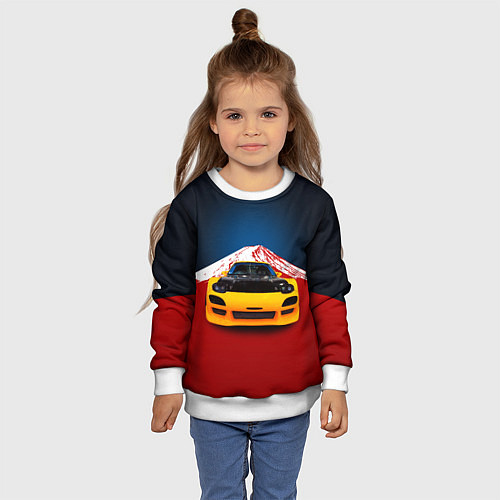 Детский свитшот Японский спортивный автомобиль / 3D-Белый – фото 4
