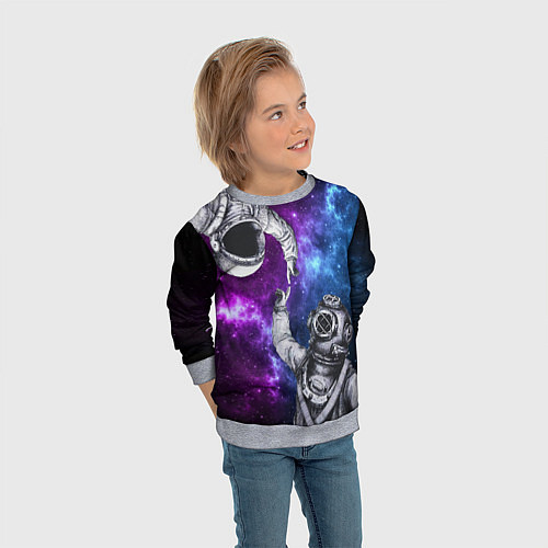 Детский свитшот Сотворение космонавт и водолаз / 3D-Меланж – фото 3
