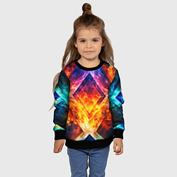 Свитшот детский Красочный неоновый узор с огнем на фоне, цвет: 3D-черный — фото 2