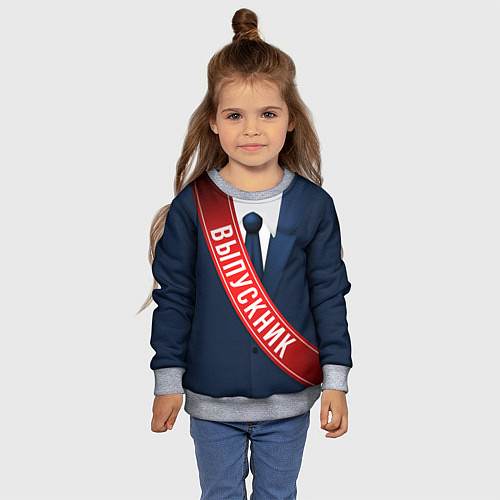 Детский свитшот Костюм выпускника с лентой / 3D-Меланж – фото 4