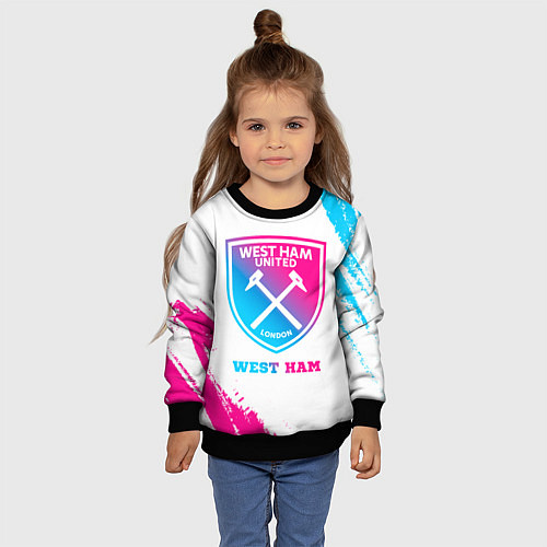 Детский свитшот West Ham neon gradient style / 3D-Черный – фото 4