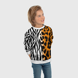 Свитшот детский Леопардовые пятна с полосками зебры, цвет: 3D-белый — фото 2