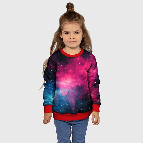 Детский свитшот Абстрактный космос фантастика / 3D-Красный – фото 4