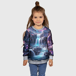 Свитшот детский Волшебный ночной водопад, цвет: 3D-меланж — фото 2