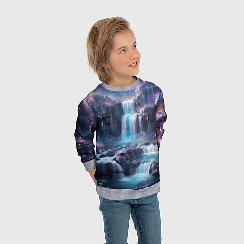 Детский свитшот Волшебный ночной водопад / 3D-Меланж – фото 3