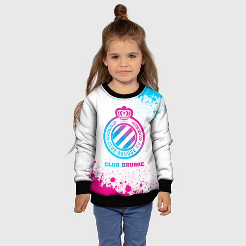 Детский свитшот Club Brugge neon gradient style / 3D-Черный – фото 4