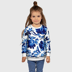 Свитшот детский Гжель акварель, цвет: 3D-белый — фото 2