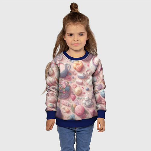 Детский свитшот Акварельный фон в пастельных тонах / 3D-Синий – фото 4