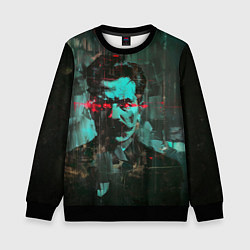 Детский свитшот Жуткий портрет человека с красными глазами