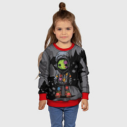 Свитшот детский Странный зеленый человечек, цвет: 3D-красный — фото 2