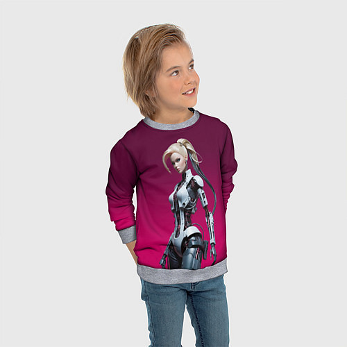 Детский свитшот Beauty cyber Barbie - ai art fantasy / 3D-Меланж – фото 3
