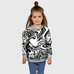 Свитшот детский Абстрактная черно-белая, цвет: 3D-меланж — фото 2