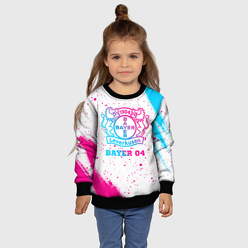 Детский свитшот Bayer 04 neon gradient style / 3D-Черный – фото 4