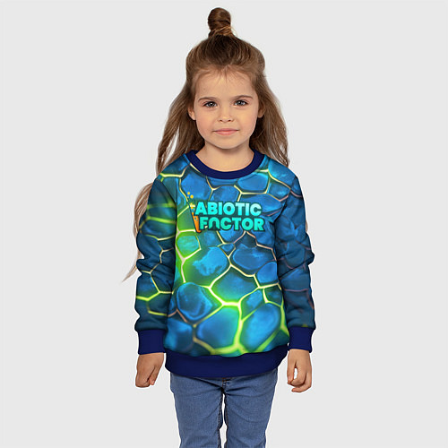 Детский свитшот Abiotic Factor logo bright neon / 3D-Синий – фото 4