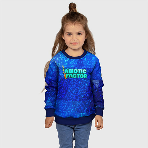 Детский свитшот Abiotic Factor logo blue neon / 3D-Синий – фото 4