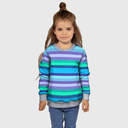 Свитшот детский Горизонтальные полосы холодных цветов, цвет: 3D-меланж — фото 2