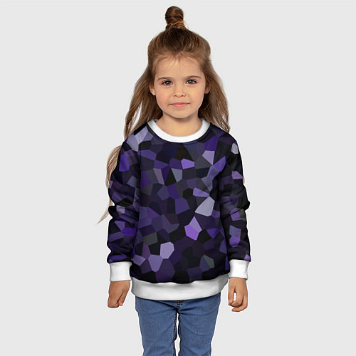 Детский свитшот Кристаллизация темно-фиолетового / 3D-Белый – фото 4
