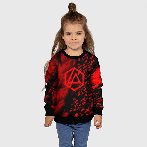 Детский свитшот Linkin park red logo / 3D-Черный – фото 4