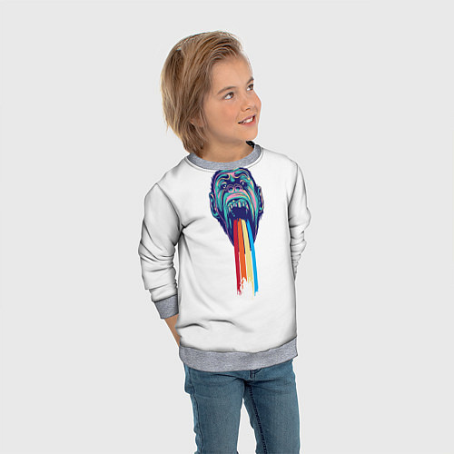 Детский свитшот Обезьяна с радугой / 3D-Меланж – фото 3