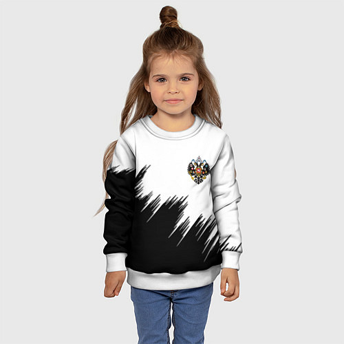 Детский свитшот Герб РФ просто краски / 3D-Белый – фото 4