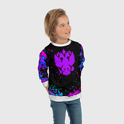 Свитшот детский Герб в стиле киберпанк краски, цвет: 3D-белый — фото 2