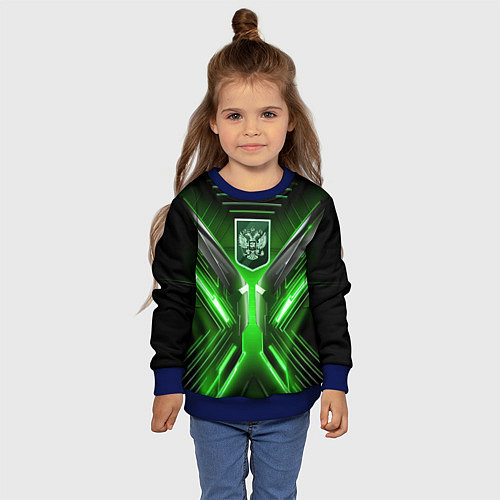 Детский свитшот Кибернетически-патриотический костюм с Гербом Росс / 3D-Синий – фото 4